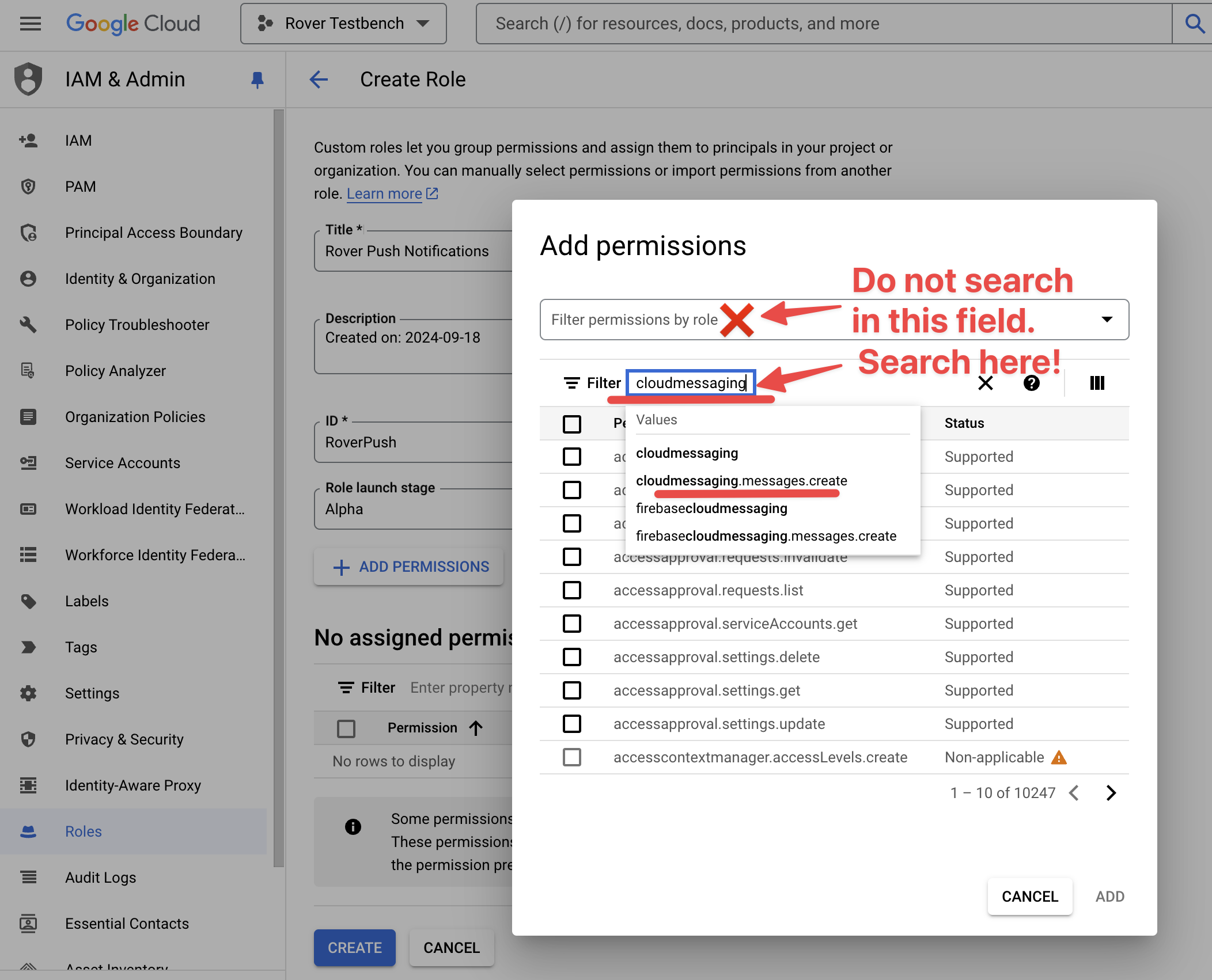 Google Cloud IAM Add Permissions