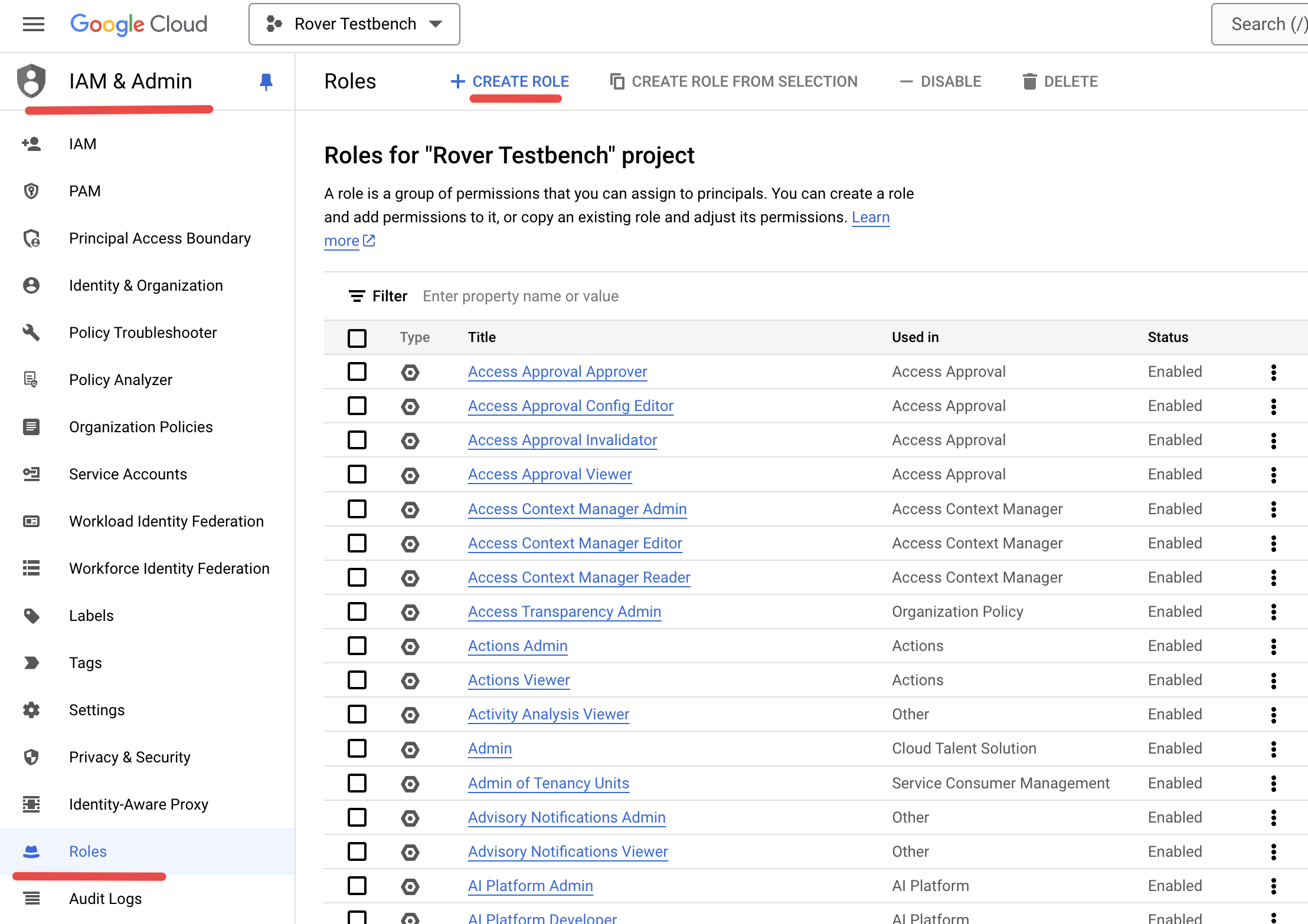 Google Cloud IAM Roles