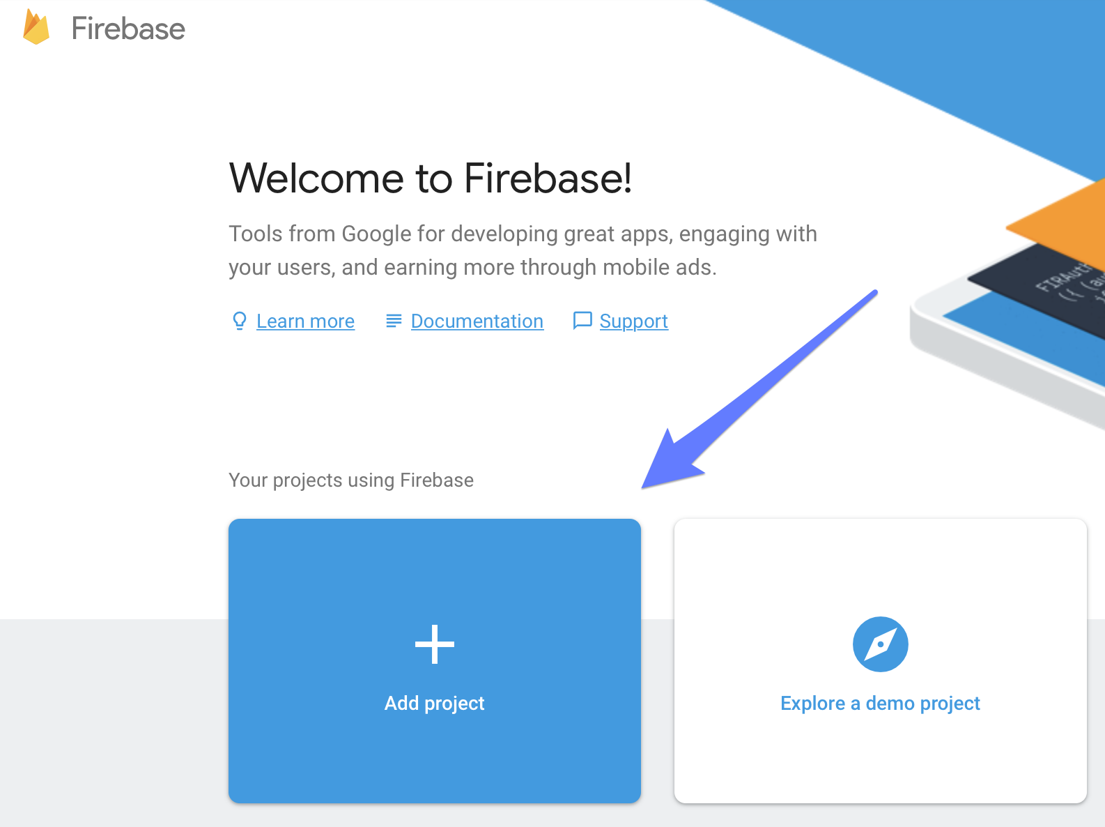 Welcome to Firebase screen