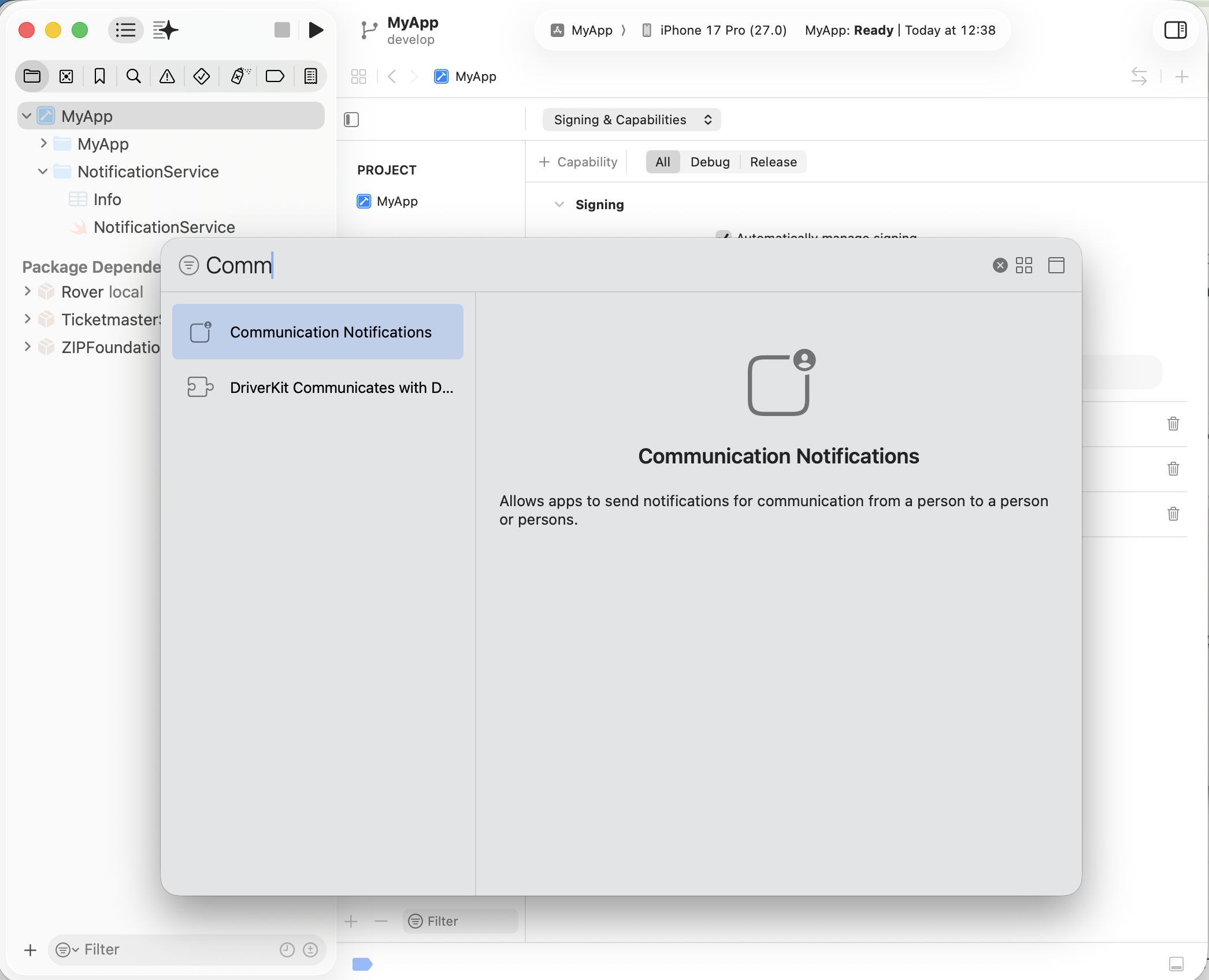 Enable Communication Notifications Capability
